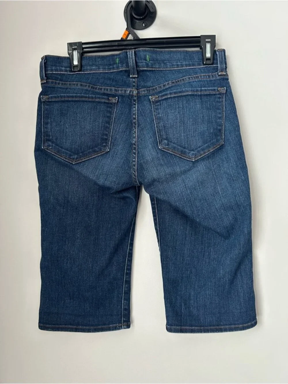J Brand Dark Blue Cropped Denim Bermuda Shorts